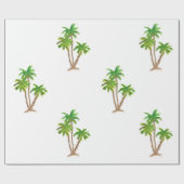 Watercolor Palm Tree Beach Wrapping Paper Geschenkpapier (Flach)