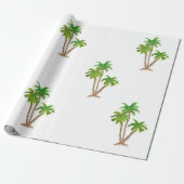 Watercolor Palm Tree Beach Wrapping Paper Geschenkpapier (Ungerollt)