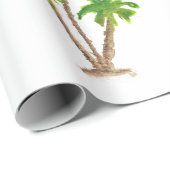 Watercolor Palm Tree Beach Wrapping Paper Geschenkpapier (Rolleneckpunkt)
