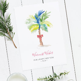 Watercolor Palm Tree Company Holiday Card, Feiertagskarte