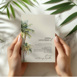 Watercolor Palm Tree Destination coastal Wedding  Einladung