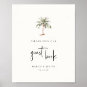 Watercolor Palm Tree Gästebuchsignatur Poster (Vorne)