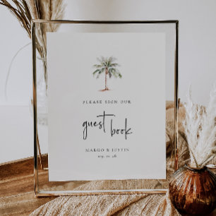 Watercolor Palm Tree Gästebuchsignatur Poster