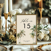 Watercolor Palm Tree Wedding coastal desination Tischnummer