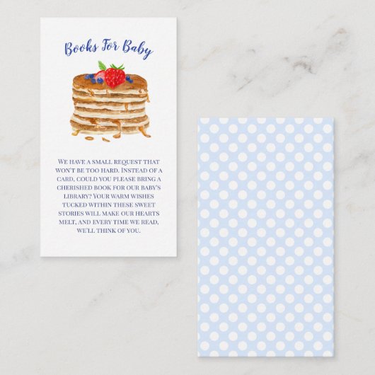 Watercolor Pancake Blue Gingham Baby Showbücher Begleitkarte (Vorne/Hinten)