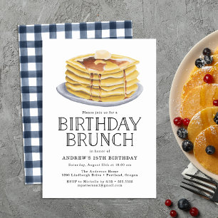 Watercolor Pancake Brunch Geburtstagsparty Einladung