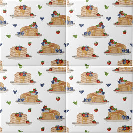Watercolor Pancakes Berries Breakfast Brunch Fliese
