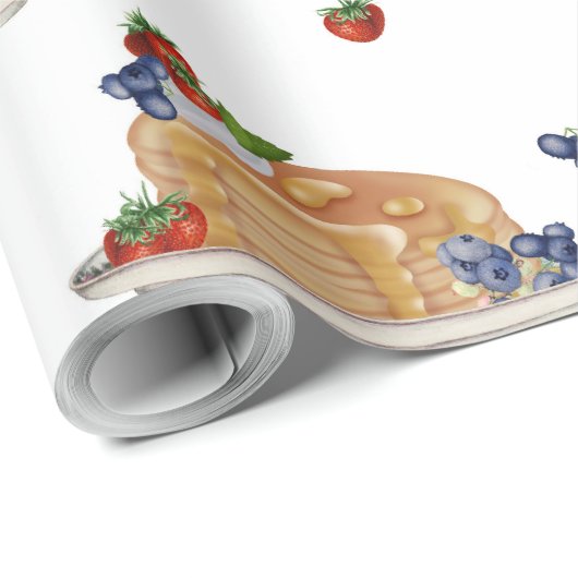 Watercolor Pancakes Berries Breakfast Brunch Geschenkpapier (Rolleneckpunkt)