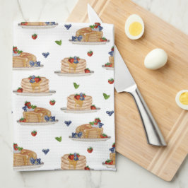 Watercolor Pancakes Berries Breakfast Brunch Geschirrtuch