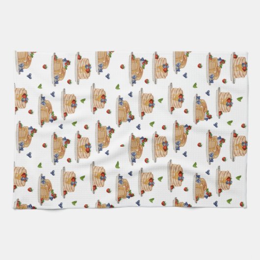 Watercolor Pancakes Berries Breakfast Brunch Geschirrtuch (Horizontal)