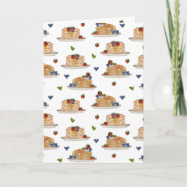 Watercolor Pancakes Berries Breakfast Food Pattern Karte