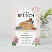 Watercolor Pancakes Berries Brunch Baby Shower Einladung (Stehend Vorderseite)