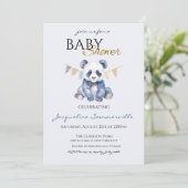Watercolor Panda bear Baby Shower Einladung (Stehend Vorderseite)