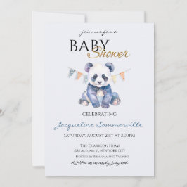 Watercolor Panda bear Baby Shower Einladung