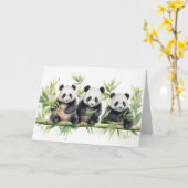 Watercolor Panda Bears Birthday Karte (Gelbe Blume)