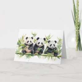 Watercolor Panda Bears Birthday Karte