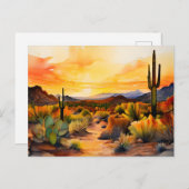 Watercolor Panorama of the Sonoran Desert Postkarte (Vorne/Hinten)