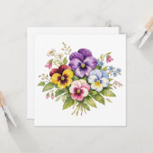 Watercolor Pansy Flowers Bouquet  Karte (Vorderseite/Rückseite Beispiel)