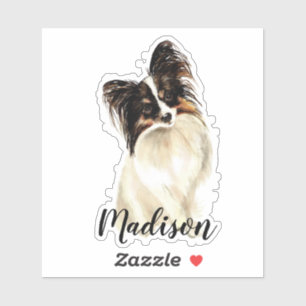 Watercolor Papillon Hundetier-individueller Name Aufkleber