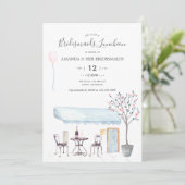 Watercolor Paris Bridal Einladung (Stehend Vorderseite)