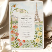 Watercolor Paris Eiffel Tower Wedding Einladung