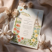 Watercolor Paris Eiffel Tower Wedding Einladung