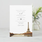 Watercolor Paris Frankreich Eiffel Tower City Wedd Einladung (Stehend Vorderseite)
