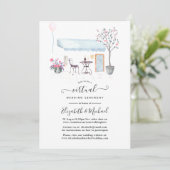 Watercolor Paris Online Virtual Wedding Einladung (Stehend Vorderseite)