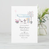 Watercolor Paris QR Code UAWG Wedding Einladung (Stehend Vorderseite)