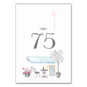Watercolor Paris Wedding Tischnummer (Rückseite)
