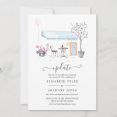 Watercolor Paris Wedding Update Einladung (Vorderseite)