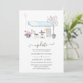 Watercolor Paris Wedding Update Einladung (Stehend Vorderseite)