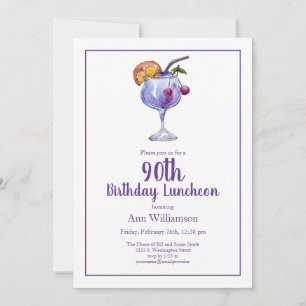 Watercolor-Party-Cocktail 90. Geburtstag Einladung