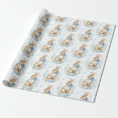 Watercolor Pastel Blue Easter Bunny Wrapping Paper Geschenkpapier (Ungerollt)