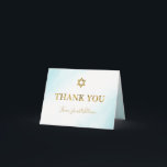 Watercolor Pastel Blue Gold Bar Mitzvah Vielen Dan Dankeskarte<br><div class="desc">Aquarelle Pastell Blue Gold Bar Mitzvah Dankeschön Karte</div>