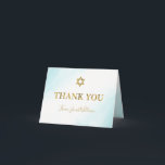 Watercolor Pastel Blue Gold Bar Mitzvah Vielen Dan Dankeskarte<br><div class="desc">Aquarelle Pastell Blue Gold Bar Mitzvah Dankeschön Karte</div>