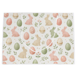 Watercolor Pastel Bunny & Easter Egg Gift Bag Große Geschenktüte