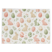 Watercolor Pastel Bunny & Easter Egg Gift Bag Große Geschenktüte (Rückseite)