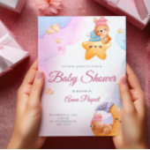 Watercolor Pastel Cute Teddy Bear Baby Shower Einladung
