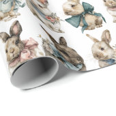 Watercolor Pastel Easter Bunnies Wrapping Paper Geschenkpapier (Rolleneckpunkt)