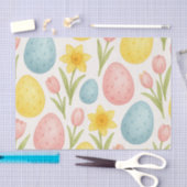 Watercolor Pastel Easter Eggs Tulip Pattern Seidenpapier (Handwerk)