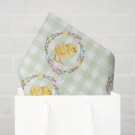 Watercolor Pastel Easter Wreath And Baby Chick Seidenpapier