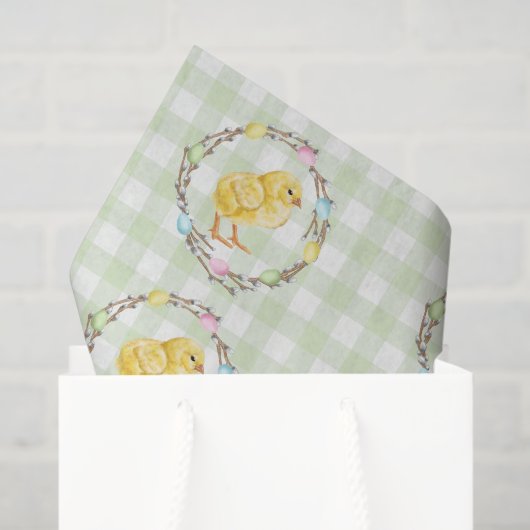 Watercolor Pastel Easter Wreath And Baby Chick Seidenpapier (Geschenktüte)