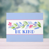 Watercolor Pastel Floral BE KIND Acrylschild (Neutral)