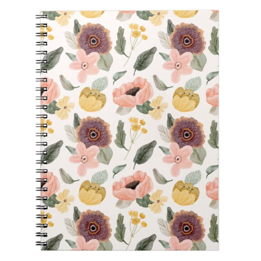 Watercolor Pastel Floral Seamless Pattern | Soft Notizblock (Vorderseite)