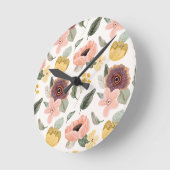 Watercolor Pastel Floral Seamless Pattern | Soft Runde Wanduhr (Winkel)