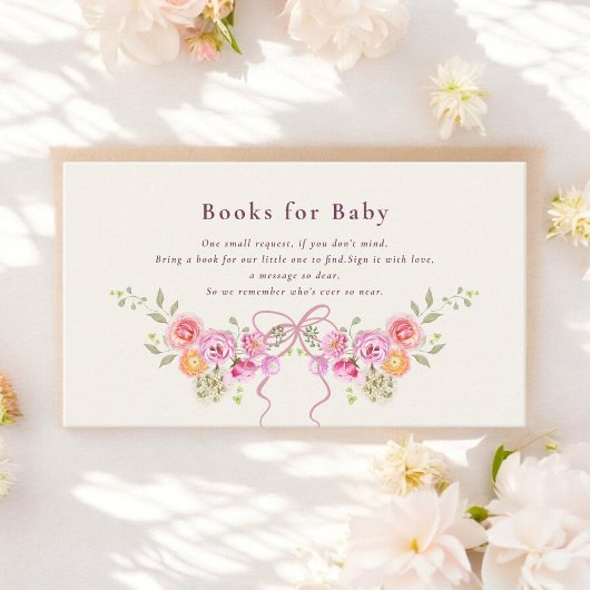 Watercolor pastel  Flower Baby Book Shower Request Begleitkarte
