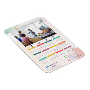 Watercolor Pastel Foto Company Logo 2022 Calendar Magnet