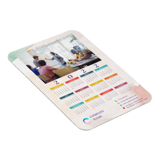 Watercolor Pastel Foto Company Logo 2022 Calendar Magnet (Rechte Seite)