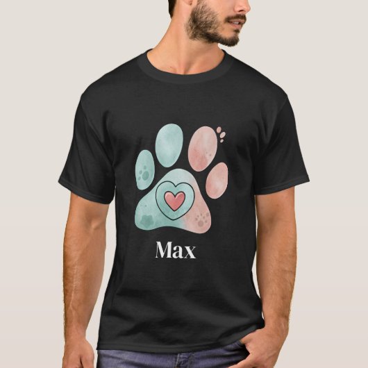 watercolor pastel paws with a heart inside T-Shirt (Vorderseite)